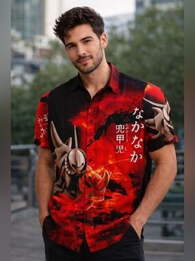 Vintage 90s Y2K MT:2 Evangelion Mecha Anime Button Up Shirt Size XL Korean Robot